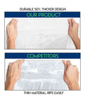 Comparison of thicker Family Pack Rain Ponchos For All Ages, 20 Clear Hooded Ponchos With Drawstrings against thinner competitors' ponchos