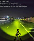 Beefy Yellow 3 Inch 40W LED Pods Lights illuminating street at night, showcasing bright amber beam for off-road driving visibility.