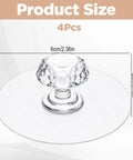 4 Pack Self Adhesive Cabinet Drawer Knob Set Clear Acrylic Crystal Handles No Drilling Easy Install, dimensions shown