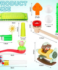 9-Piece Oral Motor Therapy Kit For Kids And Grown-Ups With Myofunctional Tools Like Tongue Trainer And Whistle, Controlled Airflow, Speech Clarity, Oral Placement Practice, And Feeding Support. Size chart showing 9-piece kit in plastic and wood