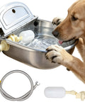 Heavy Duty Stainless Steel Water Dispenser For Dogs Cats And Poultry With Smart Float Valve Auto Refill, dog drinking.