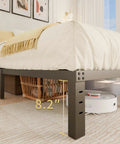 Straight Up Heavy Duty Queen Bed Frame Built Like A Tank With Ample Underbed Storage showing 8.2 inch clearance and sturdy legs.