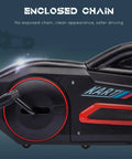 Close-up of the enclosed chain and side design of Kid Pedal Go Kart For Outdoors With Adjustable 4 Position Seat Swing Axle