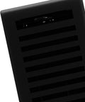 Top view of Montezuma Decorative Floor Register 4x10 Black Iron With Durable Damper, showing vent slots and solid steel plate.