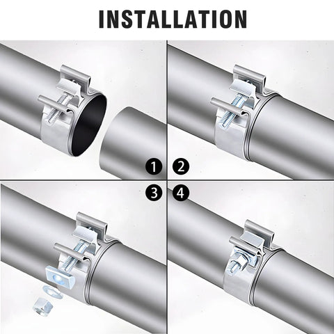 Installation steps for Two Pack Tough As Nails Stainless Steel Exhaust Band Clamps Sleeve For Butt Joint Pipes