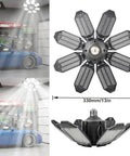 Ultra Bright 2 Pack 250W LED Garage Lights With 25,000 Lumens 6500K Daylight in a garage scene showing lighting coverage