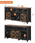 Dimensions of Farmhouse Buffet Cabinet With Sliding Barn Doors And Mesh Doors For A No Fuss Coffee Bar Setup, illustrated in diagram.