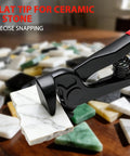 2 Piece Glass Tile Nippers Set With Dual Purpose Tile And Mosaic Cutter Tools, showing flat head nippers on stone tile