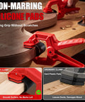 Eight Pack Edge Band Spring Clamps For Edge Banding And Woodworking Adjustable Clips with non-marring silicone pads on wood
