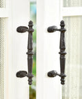 Two Pack Rustic Cast Iron Cabinet Handles Heavy Duty 9.3 Inch Long Door Pulls For Cabinets Doors Gates Closets Drawers With Antique Farmhouse Charm