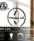 Matte Black Pendant Light Fixture For Kitchen Island LED Chandelier Dimmable Adjustable Metal Ceiling Hanging Lamp 4000K