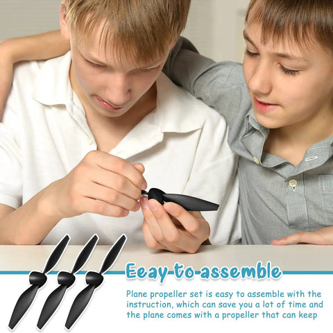 Two people assembling Three Piece Spare RC Plane Propeller Kit With Carbon Fiber Nose Cone And Adapters For TR C285G And TR C385