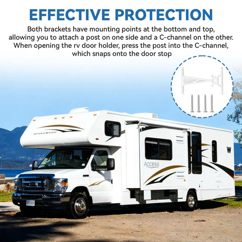 Heavy Duty RV Door Holder Clip Keeps Camper Entry Door Open In Windy Weather Wind Resistant 3 Inch White Door Catch