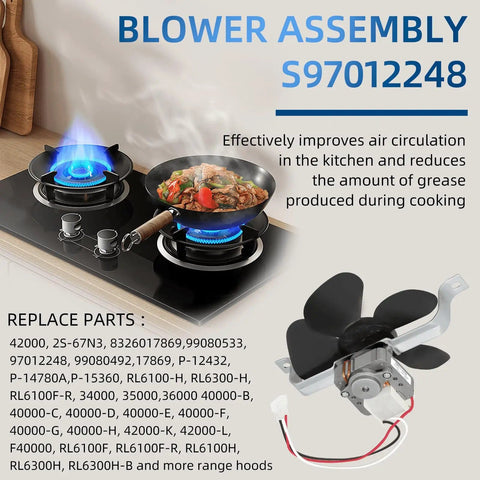 Direct Fit BP17 Range Hood Fan Motor Replacement For Nu-Tone 40000 42000 Series And Kenmore Stoves in a kitchen setup