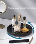 Dope Lazy Susan Organizer For Kitchen Cabinets And Pantry Bamboo Turntable Rotating Tray with cosmetics on white marble