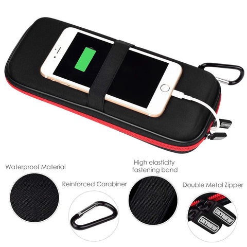 Tough As Nails Hardshell Travel Case For Power Banks And Radios Shockproof EVA Carrying Pouch with phone and reinforced carabiner.