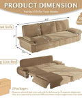 Dimensions of Cozy Corduroy 94.5 Inch Sleeper Sofa Bed 3 In 1 Convertible Couch King Size Pull Out Futon Sofa