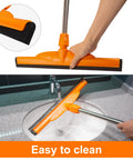 Heavy-Duty Floor Squeegee With 62-Inch Adjustable Handle And EVA Foam Blade cleaning water on countertop