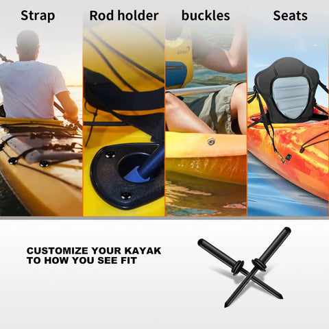 Image showing kayak strap, rod holder, buckles, seats, and 3/16 inch tri grip rivets set for boat accessories customization.