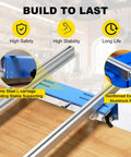 Close-up of reinforced extruded aluminum rails on Portable Adjustable Router Sled for Wood Slabs Up to 53 Inches Wide and 2.4 Inches Thick