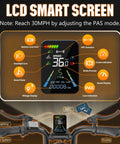 LCD smart screen display showing speed and battery info for Heavy Duty 2500W Peak Power Electric Dirt Bike For Adults Featuring A Monster 48V 23Ah Battery That Slays Steep Hills And Delivers Over 100 Miles Of Badass Cruising For Weekend Warriors.