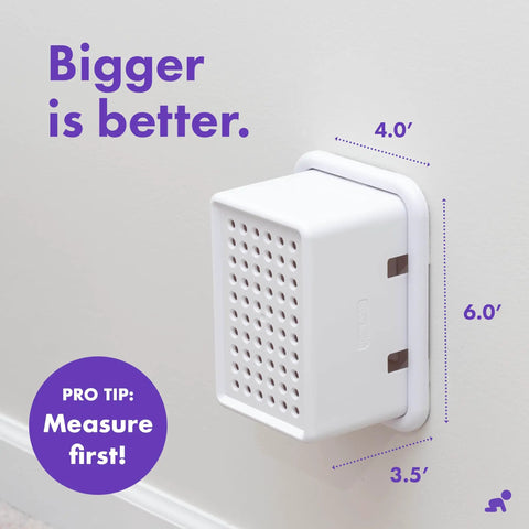 Extra Large Outlet Cover Box For Baby Proofing Bulky Plugs And Wide Adapters installed on wall, showing measurements.