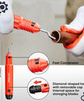 Ratcheting copper tubing cutter, red handheld tool, 5/16-1 1/8 inch range, with deburring blade