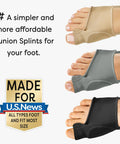 Three bunion correctors in beige, grey, and black showing ergonomic design and fit for overlapping big toes and hallux valgus pain relief.