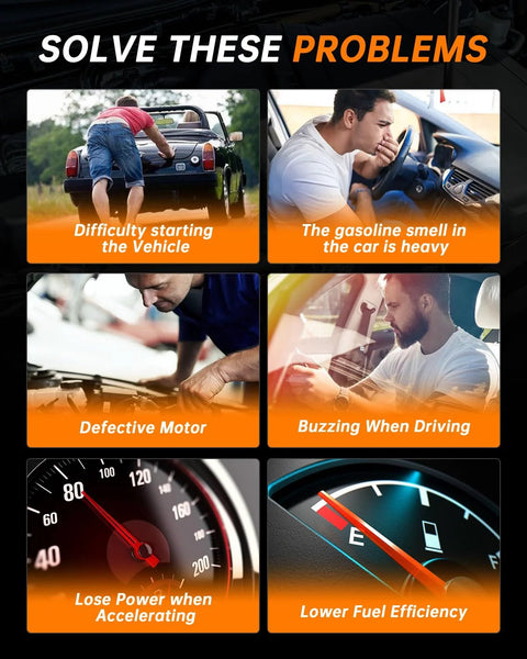 Infographic with issues solved by Electric Fuel Pump Assembly Fits 2007 to 2008 Chevy Silverado 1500 And GMC Sierra 1500