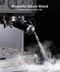 Game Changer Espresso Maker With Adjustable Built In Grinder And Auto Milk Frother steam wand creating silky microfoam for espresso.