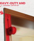 4 Pack Heavy Duty Dust Protector Zippers Red Self Adhesive Instant Door Zippers 7 Feet Long 3 Inches Wide Installed on Door