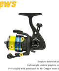 Crappie Thunder Spinning Fishing Reel Size 50 With 2-Bearing System 5.0:1 Gear Ratio, Green Graphite Body, Right or Left Hand Retrieve.