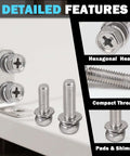 Heavy Duty M5 Screws And Nuts Set 260 Piece Stainless Steel Kit with hex head bolts and compact threads for DIY projects