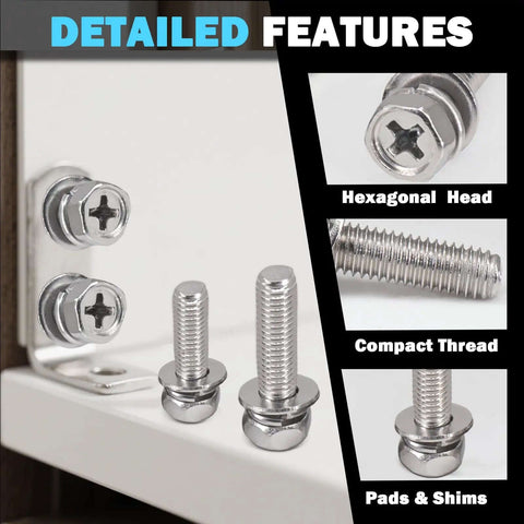 Heavy Duty M5 Screws And Nuts Set 260 Piece Stainless Steel Kit with hex head bolts and compact threads for DIY projects