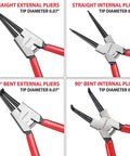 4 Piece Snap Ring Pliers Set, Seven Inch Internal And External Circlip Pliers Kit With Straight And Bent Jaw, Durable Carbon Steel Construction