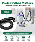 Static Dissipating Backpack Vacuum Hose With One And A Half Inch Cuffs Replacement For ProTeam Super Coach Vac Mode 6 And Other Models Part 103048 1 Pack Built To Last Seamless Fit High Quality Vacuum Accessory with vacuum in use.
