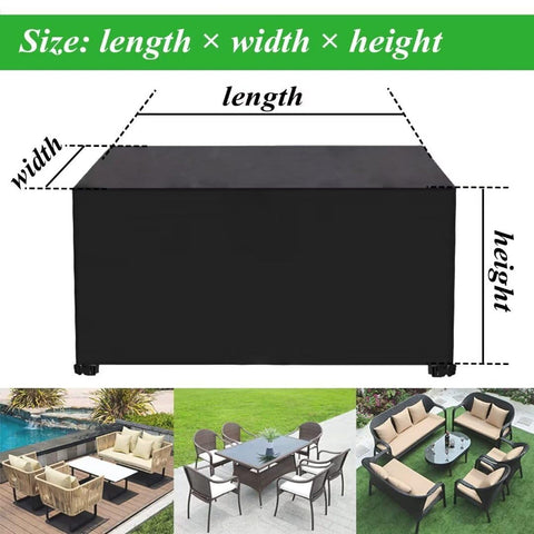 Heavy Duty Patio Furniture Cover 24x17x16 Inches Waterproof 420D Oxford Tear-Resistant with Windproof Buckles shown on sofa set