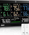 Weather Station With 3 Wireless Indoor Outdoor Sensors Color LCD Display Digital Thermometer And Humidity Monitor With Custom Alerts