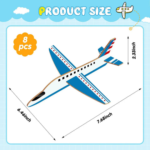 8 Pack Wooden Airplane Kits With Balsa Wood Model Planes For DIY Paint Craft Projects dimensions 7.68x6.46x2.33 inches