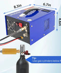 Portable PCP Air Compressor 4500 Psi 30 MPa Water And Oil Free Air Pump with dimensions and connection to gas cylinder