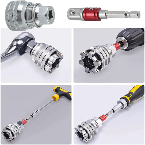 Upgraded Multi Function Universal Socket Wrench Tool Three Eighths To Three Quarters Inch Adjustable Self Adjusting Ratchet Adapter