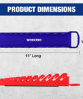 Product dimensions of Super Magnetic Wrench Organizer Two Pack, showing 11" length and 2.2" width with hooks.
