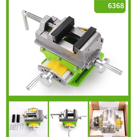 Two In One Aluminum Drill Press Cross Vise Clamp For Lathe And Milling Machines with handle and mounting setup