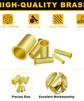 Brass compression tube inserts assortment kit, 6 sizes, for 1/8-1/2 in OD tubing, gold finish
