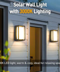 Solar Powered Outdoor Wall Light 9.8 Inch LED Sconce for Front Porch Garage Exterior Waterproof Aluminum Lantern