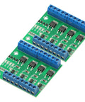 Top view of the 4 channel MOSFET F5305S pulse trigger switch controller with PWM input isolation for motors and LEDs, 4 way driver board.