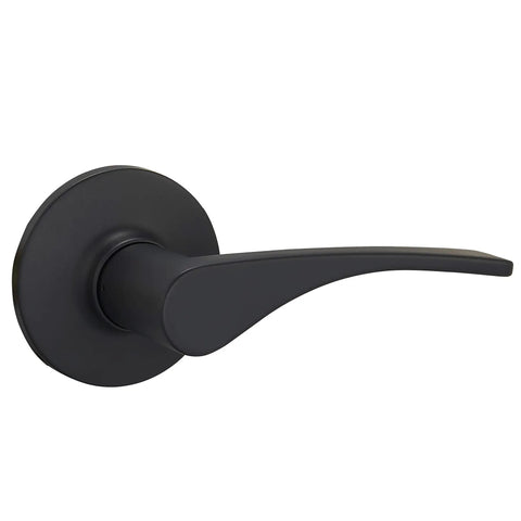 Victorial Door Lever With Lock Privacy Matte Black No Fuss Easy Install Reversible Handle on round base