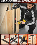 Man using 4 In 1 Scriber Marking Line Ruler 29.5 Inch Spliceable Extended T Square for DIY woodworking project on wood panel.
