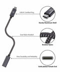 Diagram of USB C Extension Cable 20Gbps 240W 3.3ft showing aluminum shell, braided nylon, and gold-plated female end for fast charge and sync.