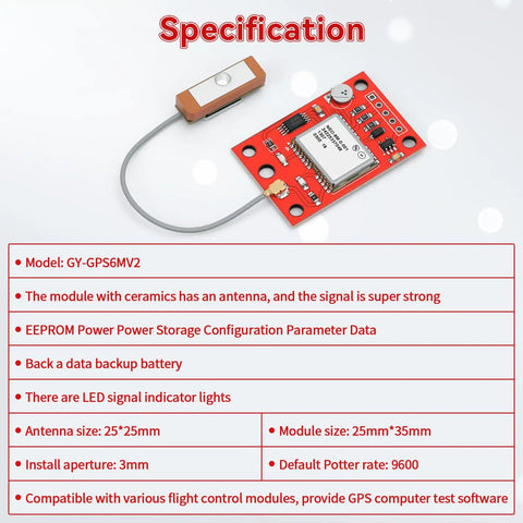 4 Pack Dual Mode GPS Module With GLONASS NEO-6M Chip, High Sensitivity -161dBm on red board and ceramic antenna